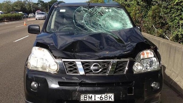 The car may be battered, but the cyclists that involved in this accident fared far worse. It's got me thinking, what price is worth riding a bike? (Supplied)