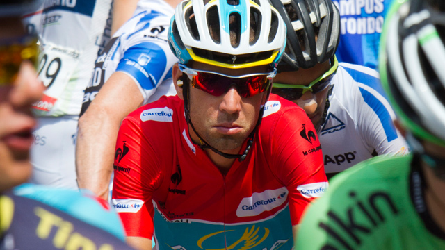 Even in the Vuelta leader's jersey Vincenzo Nibali looks like he'd rather be somewhere else. Keeping the motivation late into the year isn't always easy. (Getty Images)