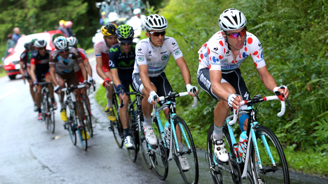 Outside the square... Tony Martin leads team-mate Michal Kwiatkowski on Stage 10 to La Planche des Belles Filles. (Getty)