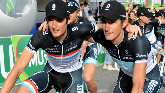 (L-R) Frank and Andy Schleck at the 2011 Tour de France (Getty)