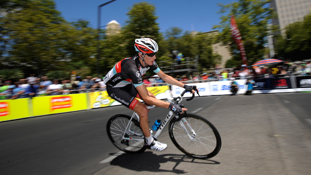 Andy Schleck riding solo during the final stage of the 2913 Santos Tour Down Under (AAP)