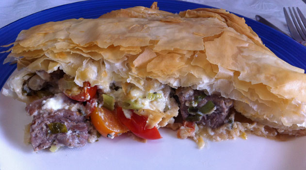 Lamb filo pie