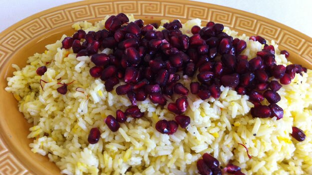 Rice with saffron and pomegranate