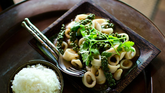Wok-tossed squid with kampot pepper