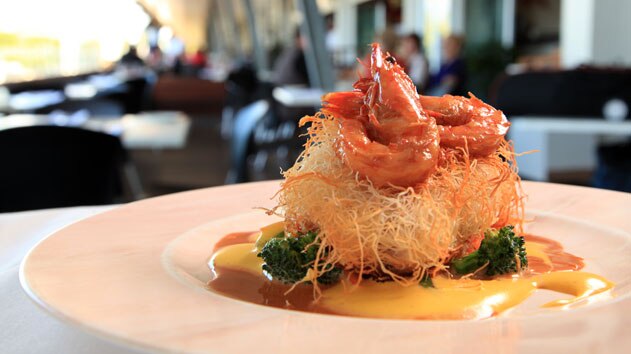 Wild barramundi paupiettes with prawn and scallop mousse filling wrapped in kataifi
