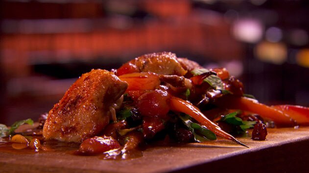 Barnyard farm quail with winter carrot salad