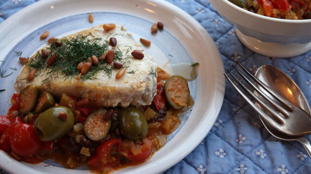 Ladro swordfish with trapanese sweet-and-sour sauce