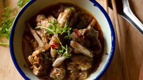 Banana trunk and chicken curry