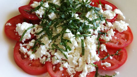 Tomato, fetta and basil salad