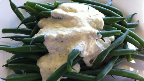 Green beans with fetta dressing
