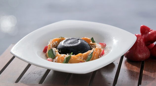Coffee and pandan flan