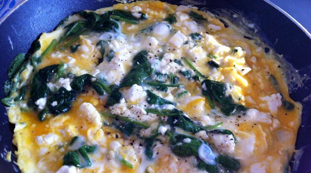 Spinach and fetta cheese omelette (omeleta me spanaki kai feta)