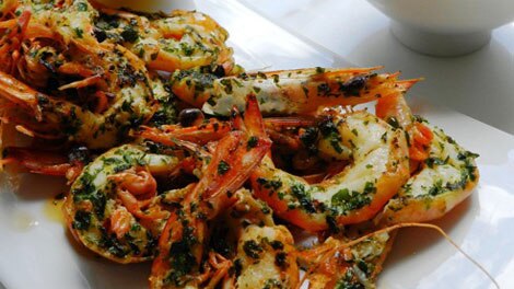 Charcoal roast king prawns