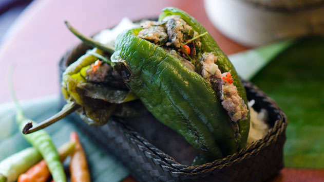 Chargrilled capsicum stuffed with pork