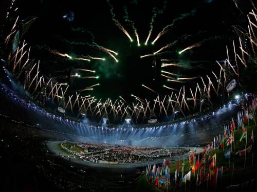 Fireworks display at the London Olympics opening ceremony. (Getty)