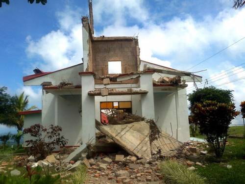 A Red Cross photos shows a damaged church in Nandayure. (EPA)