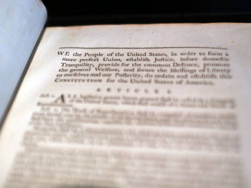 A copy of former President George Washington's personal copy of the Constitution and Bill of Rights. (Getty)