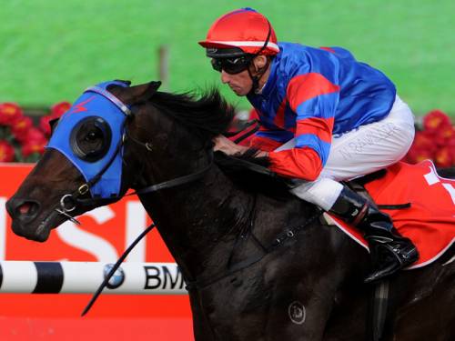 Jockey Nash Rawiller rides Pierro to victory during Race 7 of the Golden Slipper at Rosehill Gardens. (AAP)