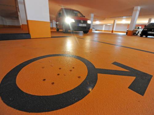 One of two parking slots designated for men in a car park in Triberg, Germany. (AAP)