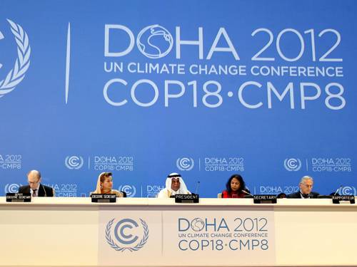 The UN Framework Convention on Climate Change (UNFCCC) and the 8th Meeting of the Parties to the Kyoto Protocol (CMP8) at the National Convention Centre, Doha, Qatar, 26 November 2012 (Photo: EPA)