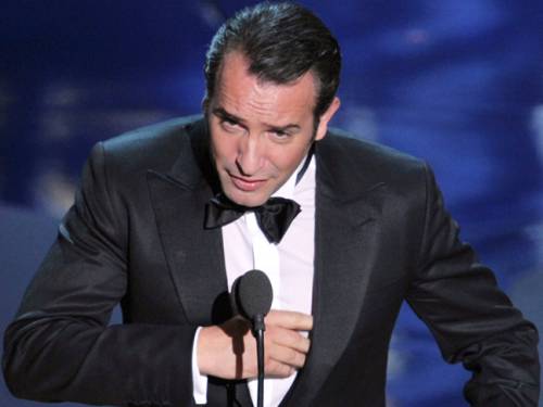 Jean Dujardin takes the Oscar for Best Actor. (Getty)