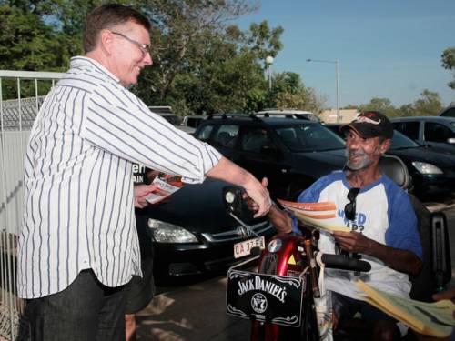 The CLP's Terry Mills on the campaign trail. Labor has conceded defeat, and PM Julia Gillard has congratulated Mills, who will now become the Northern Territory's new Chief Minister (AAP).