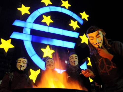 'Occupy' protesters at the ECB in Frankfurt. (Getty)
