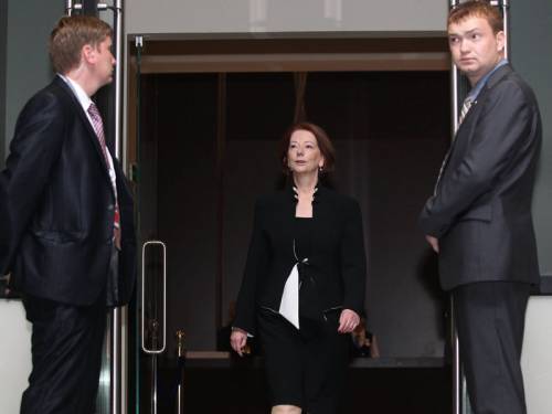 Prime Minister Julia Gillard has arrived in Adelaide to be with her family after her father's death. (AAP)