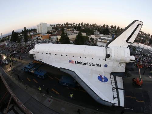 The space shuttle Endeavour reached its permanent home after a three day journey through LA. (AAP)