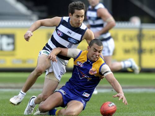 The top-four hopes of West Coast and Geelong will go on the line at Patersons Stadium on Friday. (AAP)