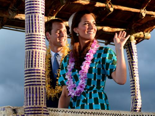 The young couple were again greeted by huge crowds as they landed in the capital Honiara. (AAP)