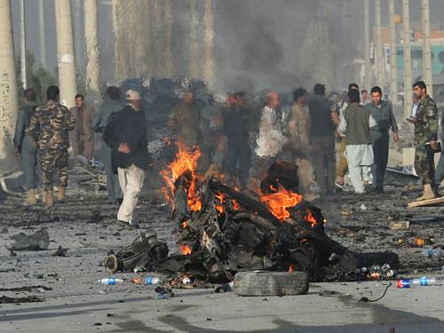 A suicide bomber killed 12 people in Afghanistan in a revenge attack for an anti-Islamic film. (AAP)