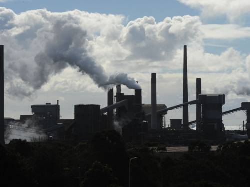 A fire has broken out at the Bluescope Steel plant in Wollongong, south of Sydney. (AAP)