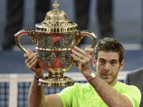 Juan Martin del Potro (pic) defeated Roger Federer to claim the Swiss Indoors tennis title. (AAP)