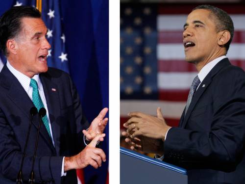 US President Obama and challenger Mitt Romney are campaigning in swing states over the weekend. (AAP)