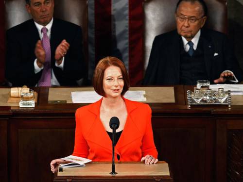 Julia Gillard received a warm reception in the US Congress. (AAP)