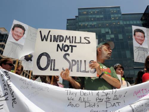 The Gulf oil spill has been the subject of fierce protests. (Getty)