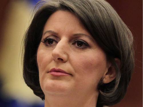 Atifete Jahjaga pledged to secure Kosovo in the European Union. (AAP)