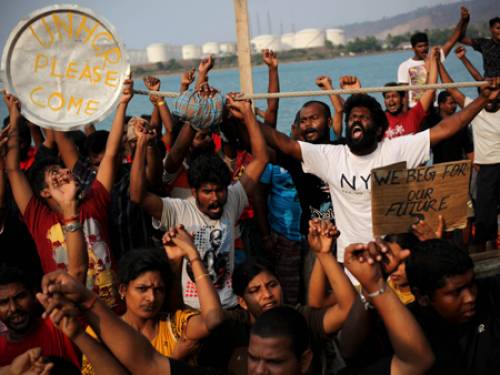 The pair were among 254 Tamils on a boat that was stopped in Indonesian waters, sparking a six-month stand-off at the Javan port of Merak. (File Getty)
