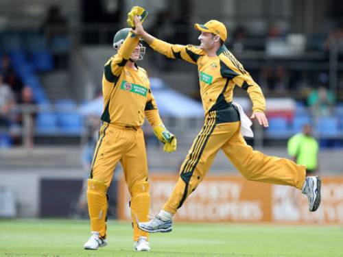 Spinner Nathan Hauritz led a strong all-round performance from Australia's bowling attack to dismiss New Zealand for a total of 238 in the fourth one-day international in Auckland. (AAP)