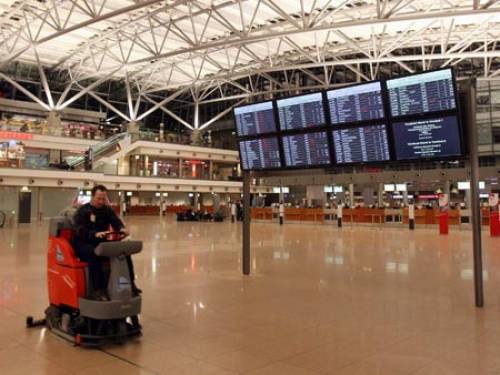 Hamburg Airport is a ghost town due to the flight cancellations (EPA)
