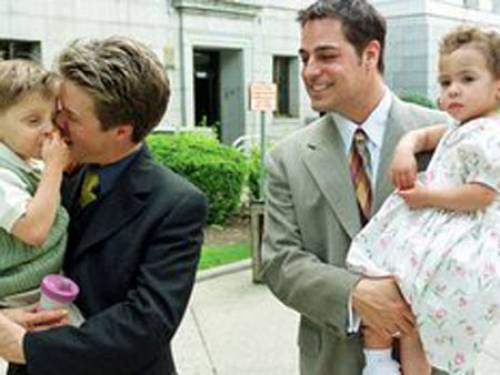 A gay American couple and their adopted children. 