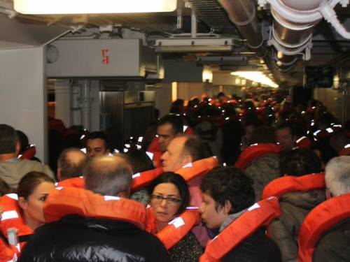 A picture taken by a passenger aboard the 'Costa Concordia' before being evacuated. (AAP)