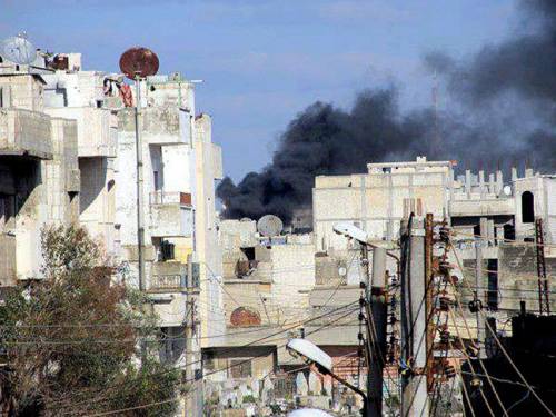 The blast sent up columns of black smoke over the central city of Homs. (File: Getty)