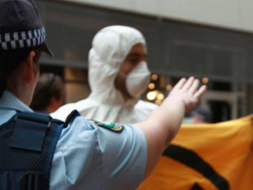 Anti-nuclear protesters at the ALP national conference last December. (Beyond Nuclear Initiative)