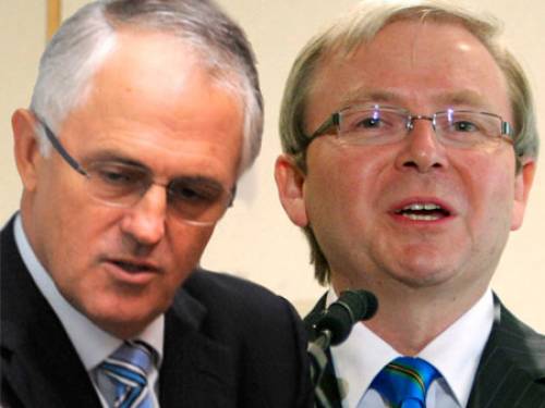 Opposition Leader Malcolm Turnbull and Prime Minister Kevin Rudd (AAP)
