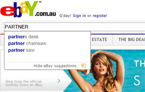 eBay comes up with some unusual suggestions when asked for a partner. (ebay.com.au)