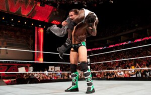 WWE Superstar CM Punk about to put R-Truth to sleep. (WWE)