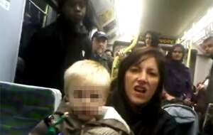 The video of a British woman hurling expletive-riddled abuse at fellow tram passengers has 6.8 million views and counting. (YouTube)