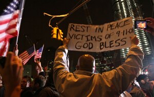 Americans gather at Ground Zero in New York. (AAP)